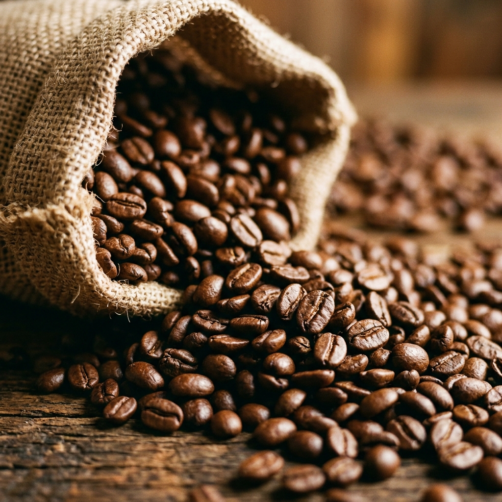 Roasted coffee beans macro